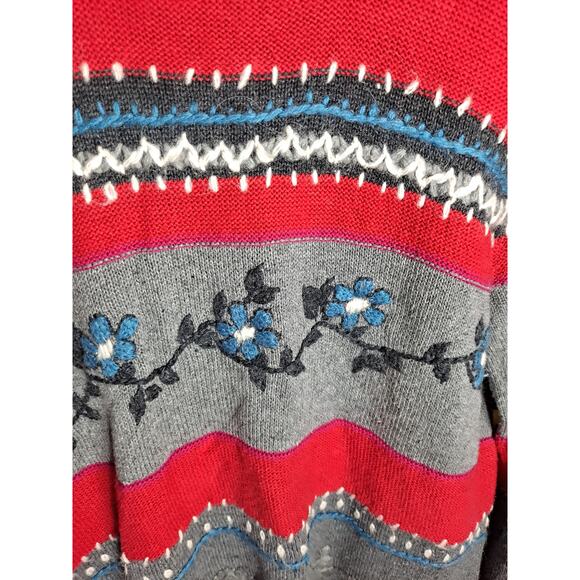 First Issue by Liz Claiborne Women's Vintage Floral Embroidered Sweater Size M - Picture 4 of 8